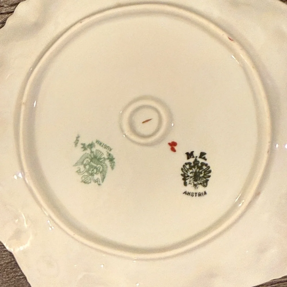 Antique MZ Austria Pink Rose Porcelain Plates Set of 6 Victorian Floral